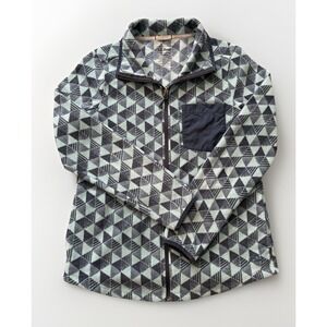 LL Bean‎ Women's Sweater Fleece Zip Up Geometric Blue Size Sm Reg